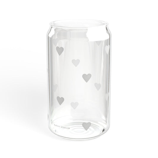 Glass Sipper - White Heart Design