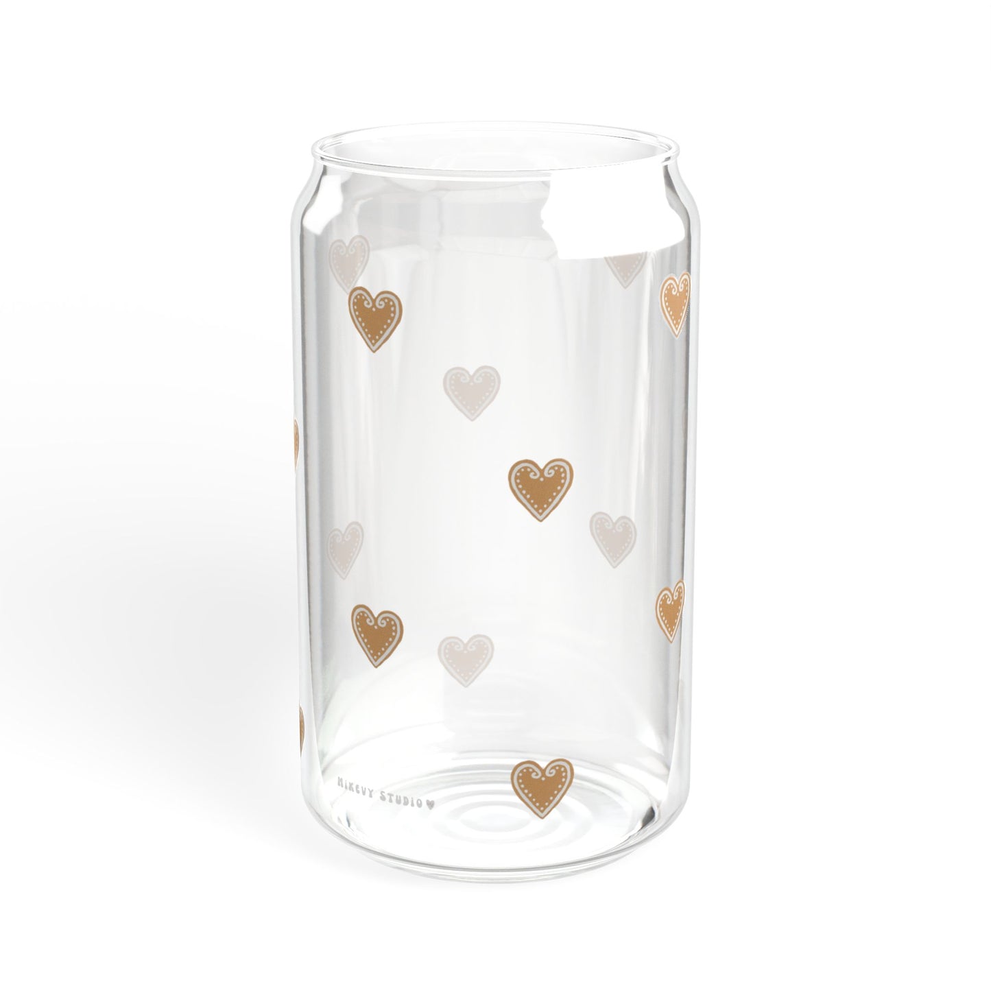 Glass Sipper - Gingerbread Hearts Design