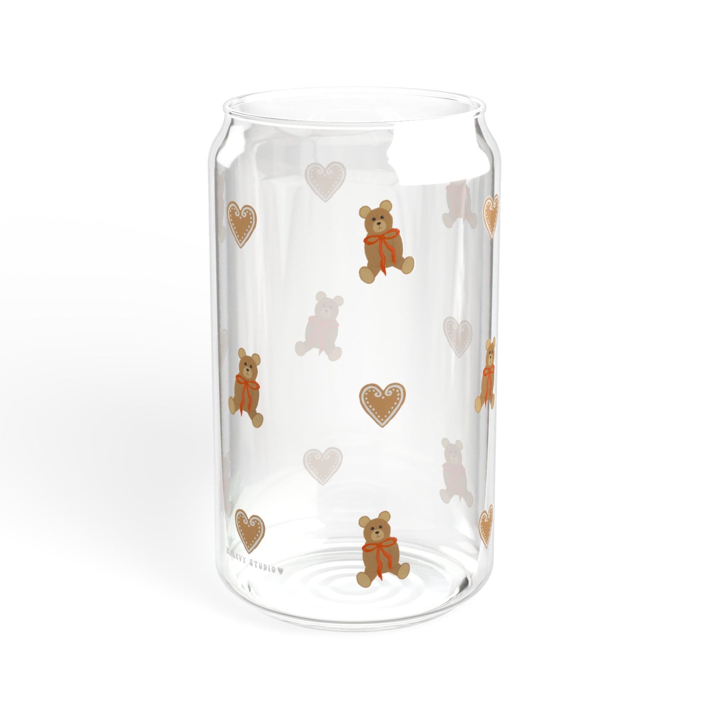 Dryckesglas - Nallebjörnar med Röda Rosetter & Pepparkakshjärtan