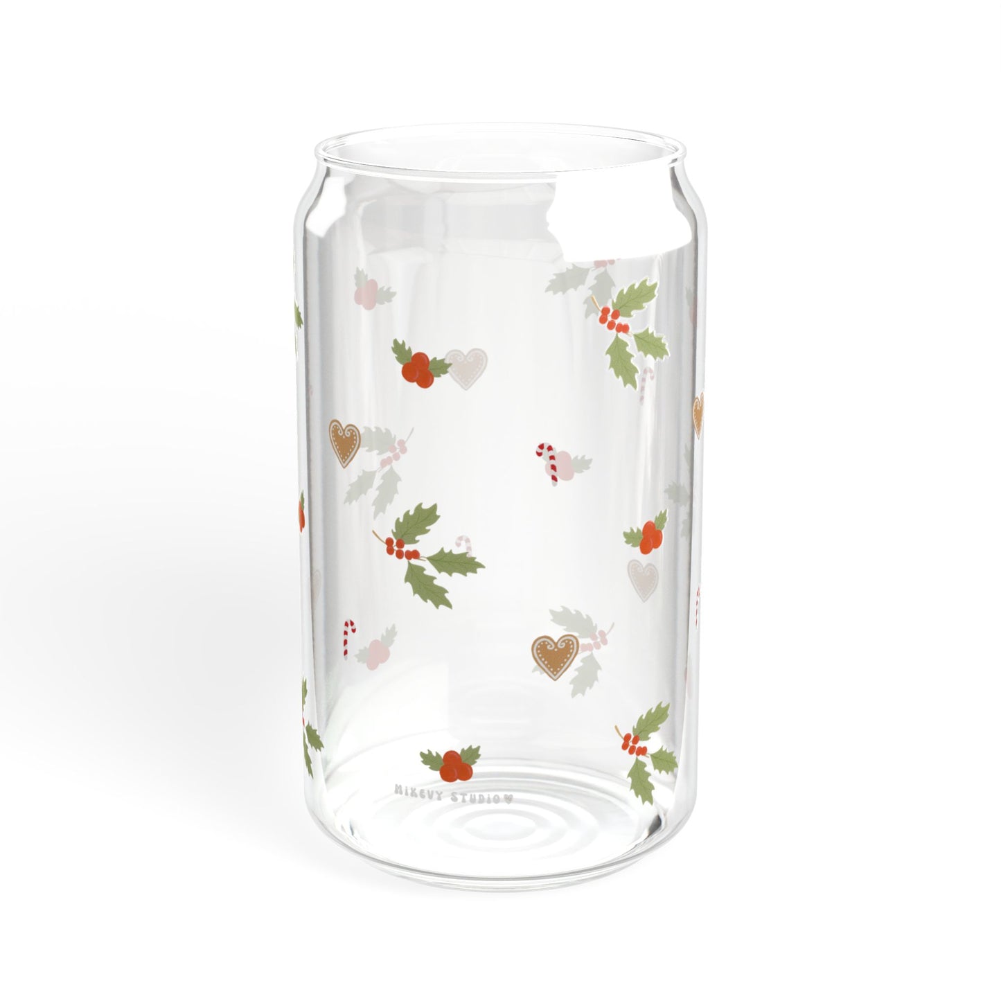 Glass Sipper - Holly Flower Christmas Design