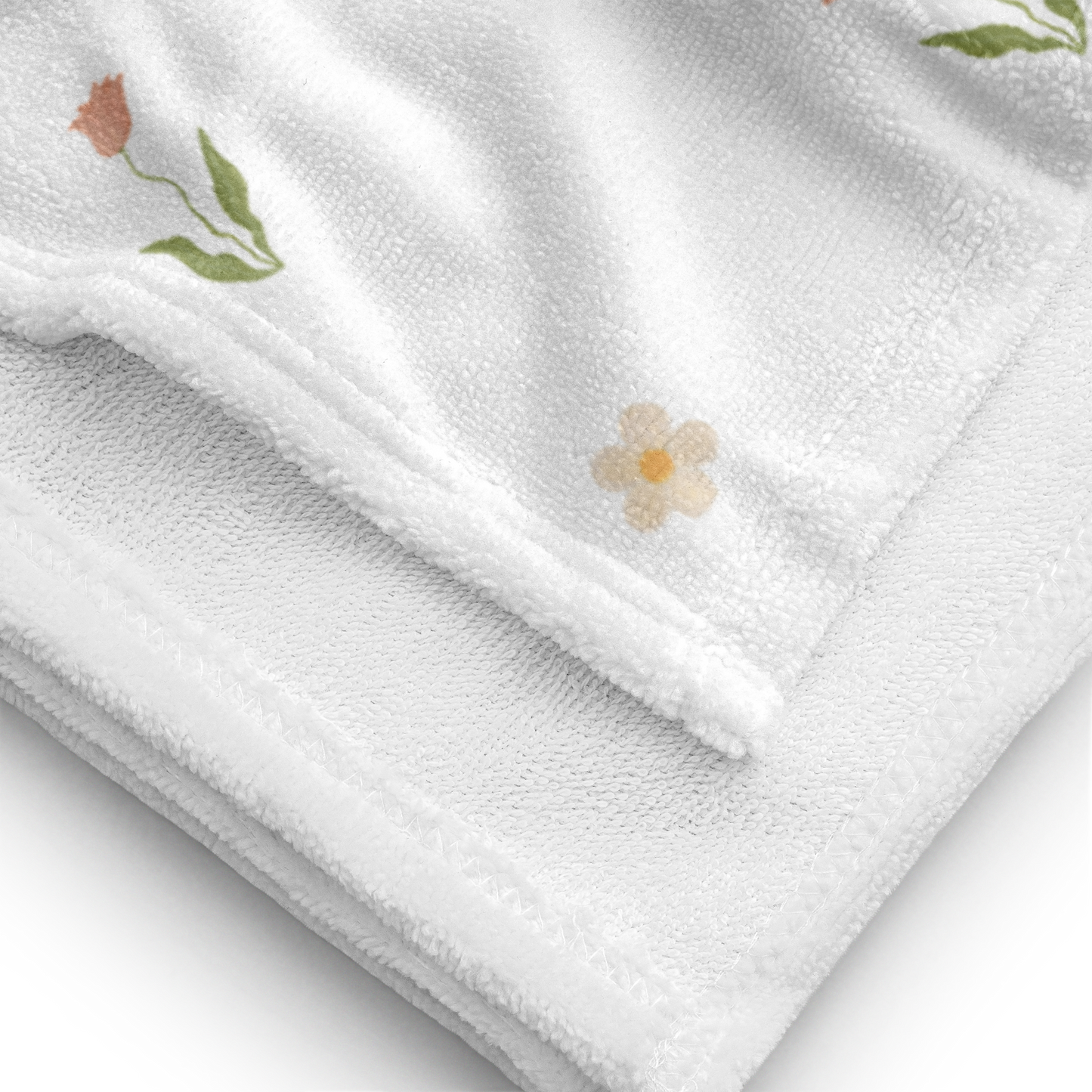 Towel - Pink Tulip & White Flower Design