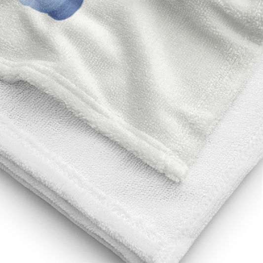 Towel - Blue Pansy Checkerboard Design