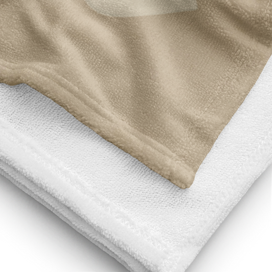 Towel - Beige Heart Checkerboard Design