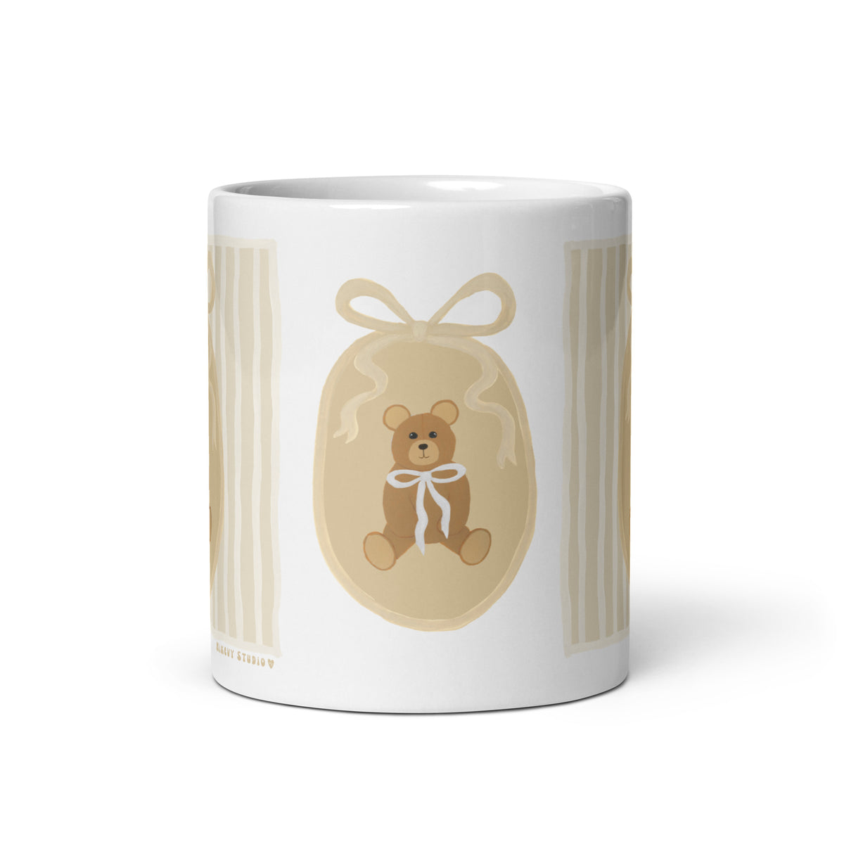 Keramikmugg - Nallebjörn med Beige Rosettram