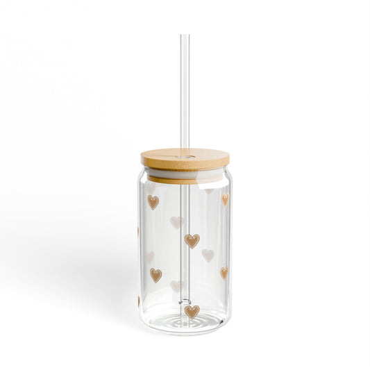 Glass Sipper - Gingerbread Hearts Design
