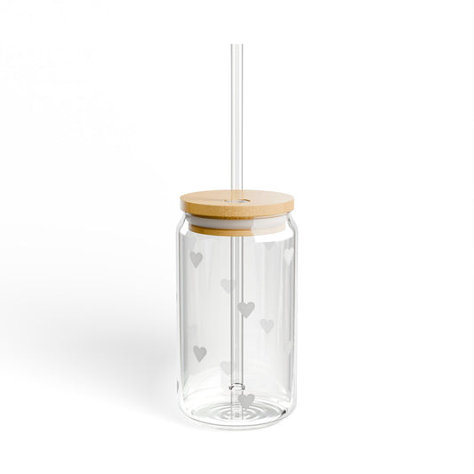 Glass Sipper - White Heart Design