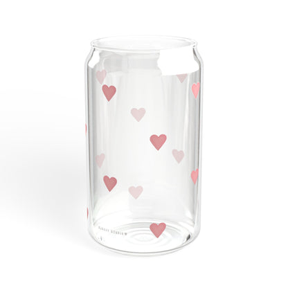Glass Sipper - Pink Heart Design