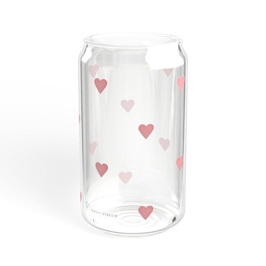 Glass Sipper - Pink Heart Design
