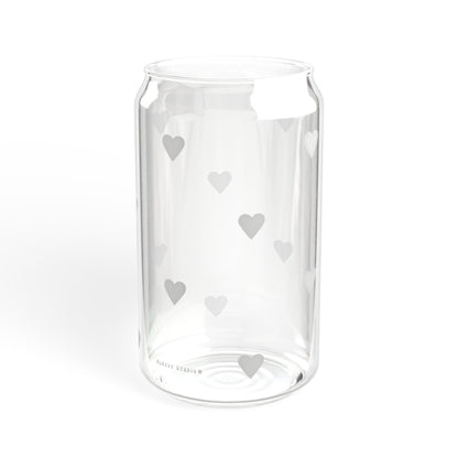 Glass Sipper - White Heart Design