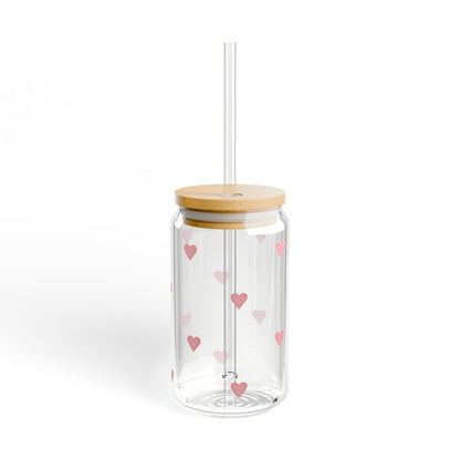 Glass Sipper - Pink Heart Design