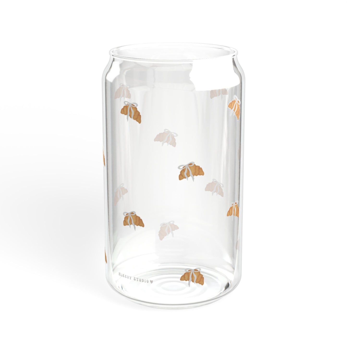 Glass Sipper - Croissants with a White Bow Design