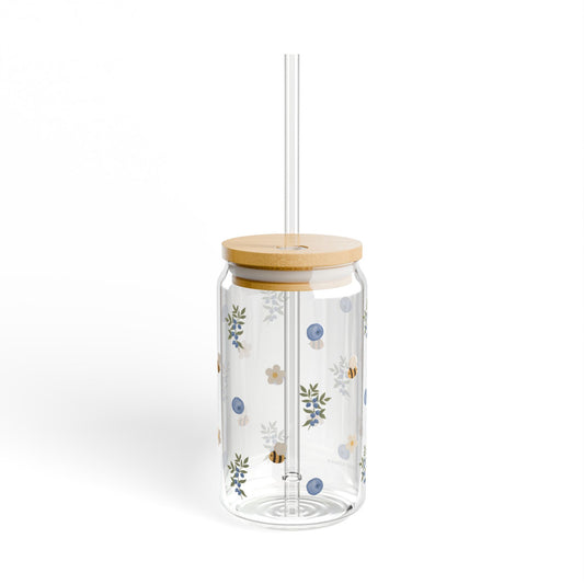 Glass Sipper - Blueberry Plant & Bee Design