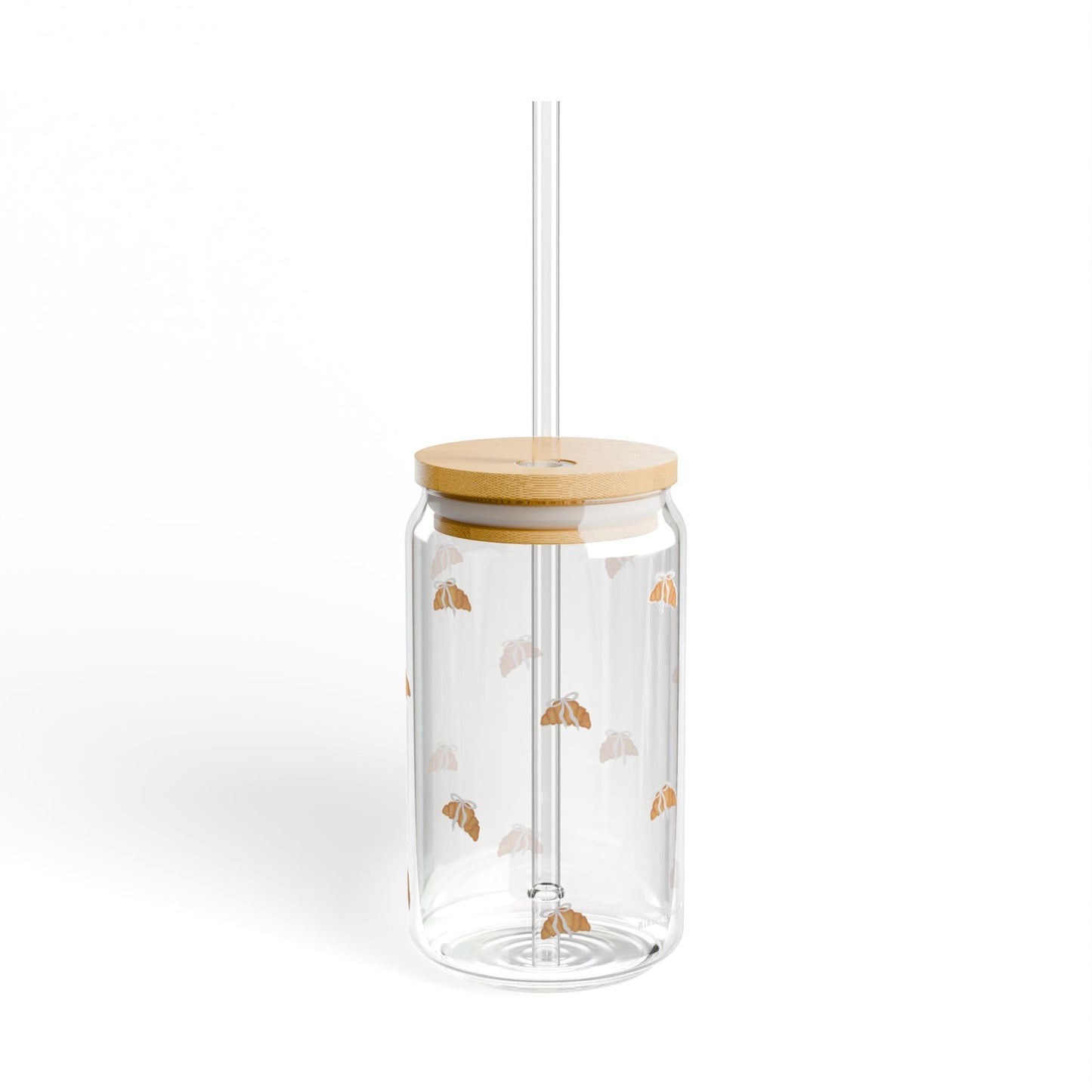 Glass Sipper - Croissants with a White Bow Design