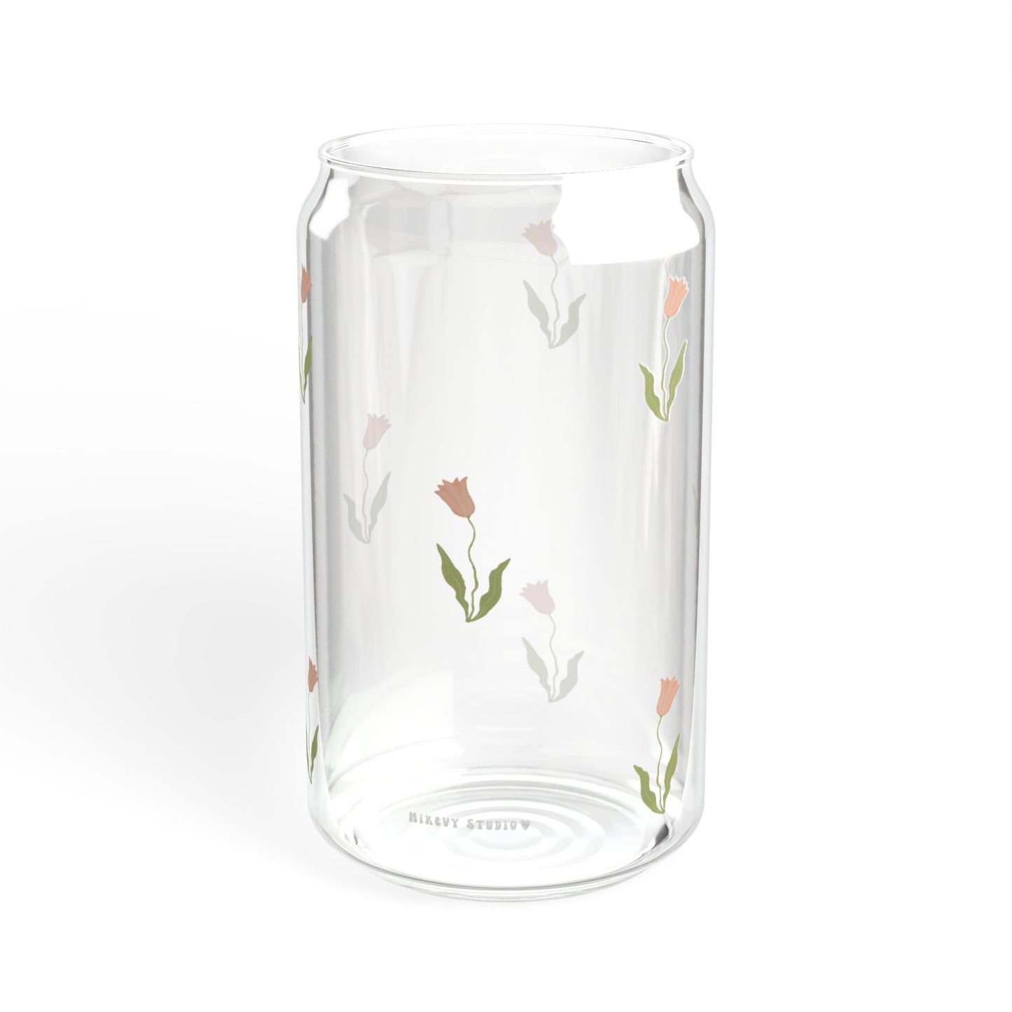 Glass Sipper - Pink Tulip Design