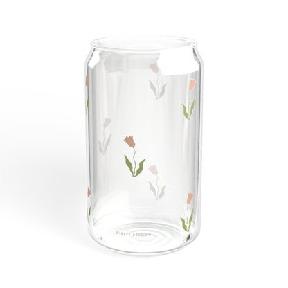 Glass Sipper - Pink Tulip Design