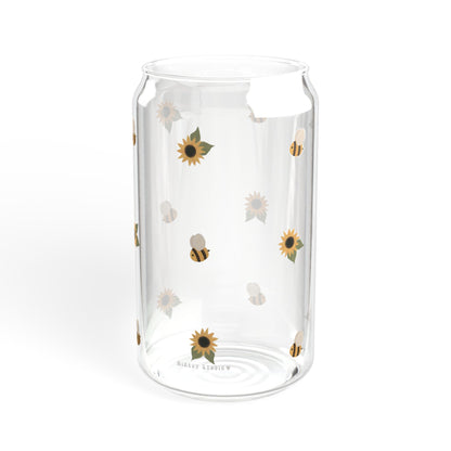 Glass Sipper - Sunflower & Bee Design