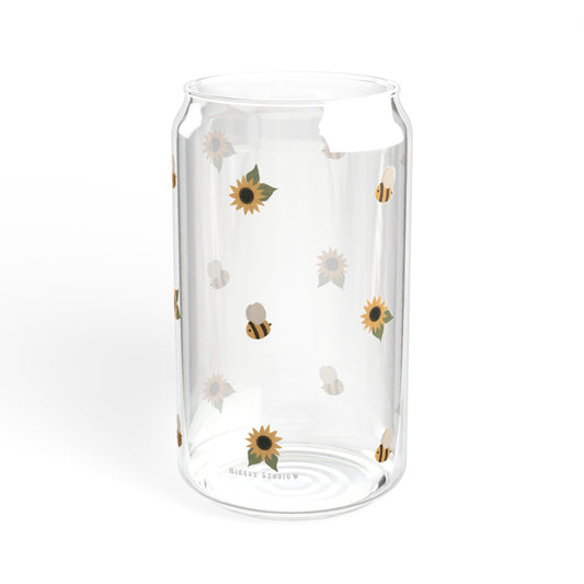 Glass Sipper - Sunflower & Bee Design