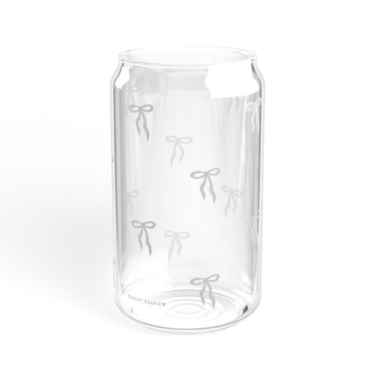 Glass Sipper - White Bow Design
