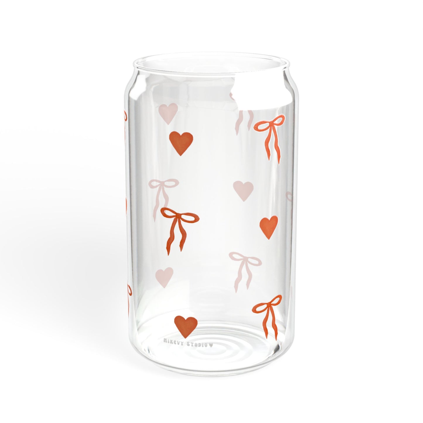 Glass Sipper - Red Bow & Heart Design