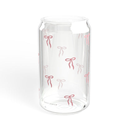 Glass Sipper - Pink Bow Design