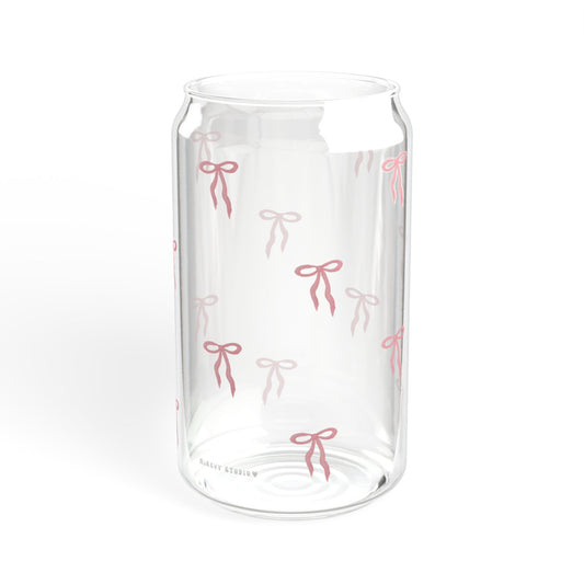 Glass Sipper - Pink Bow Design