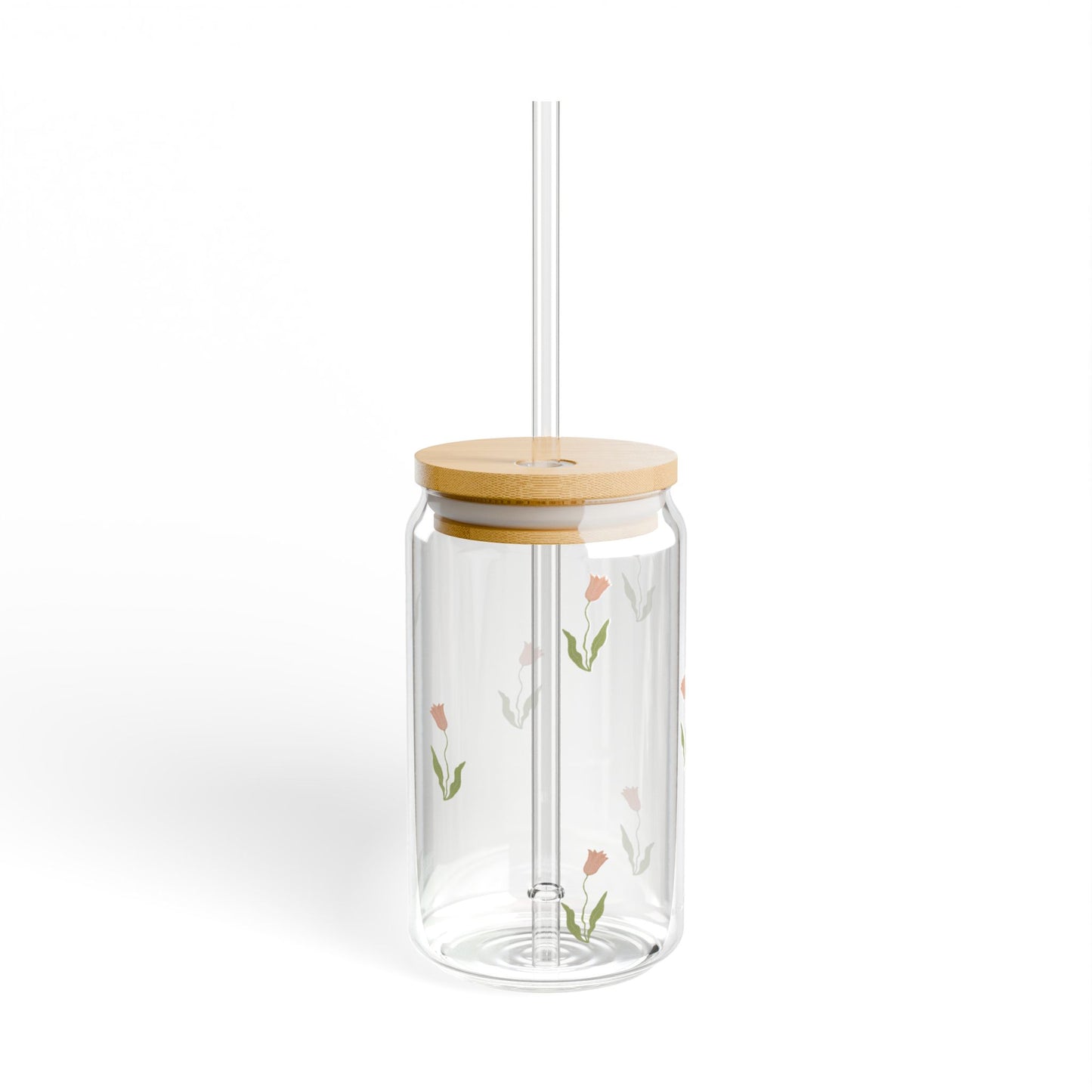 Glass Sipper - Pink Tulip Design