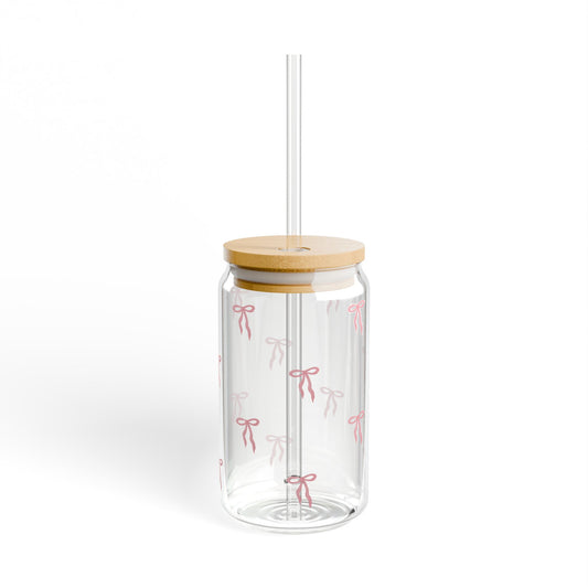Glass Sipper - Pink Bow Design