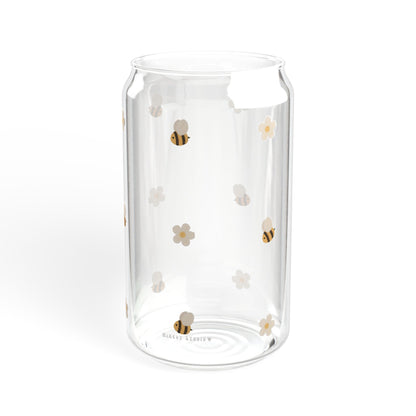 Glass Sipper - Bee & White Flower Design
