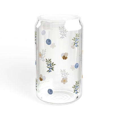 Glass Sipper - Blueberry Plant & Bee Design
