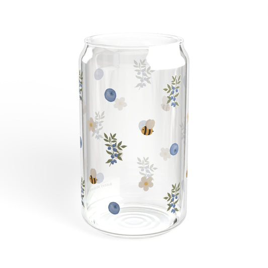 Glass Sipper - Blueberry Plant & Bee Design