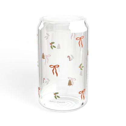 Glass Sipper - Red Bow Christmas Design