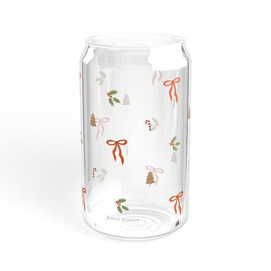 Glass Sipper - Red Bow Christmas Design
