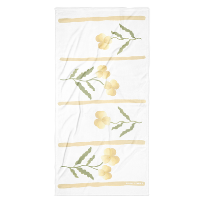 Towel - Yellow Pansy & Yellow Stripes Design