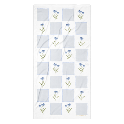 Towel - Blue Pansy Checkerboard No.1 Design