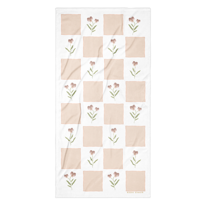 Towel - Pink Pansy Checkerboard No.1 Design
