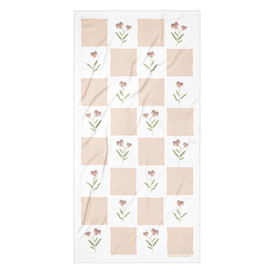 Towel - Pink Pansy Checkerboard No.1 Design