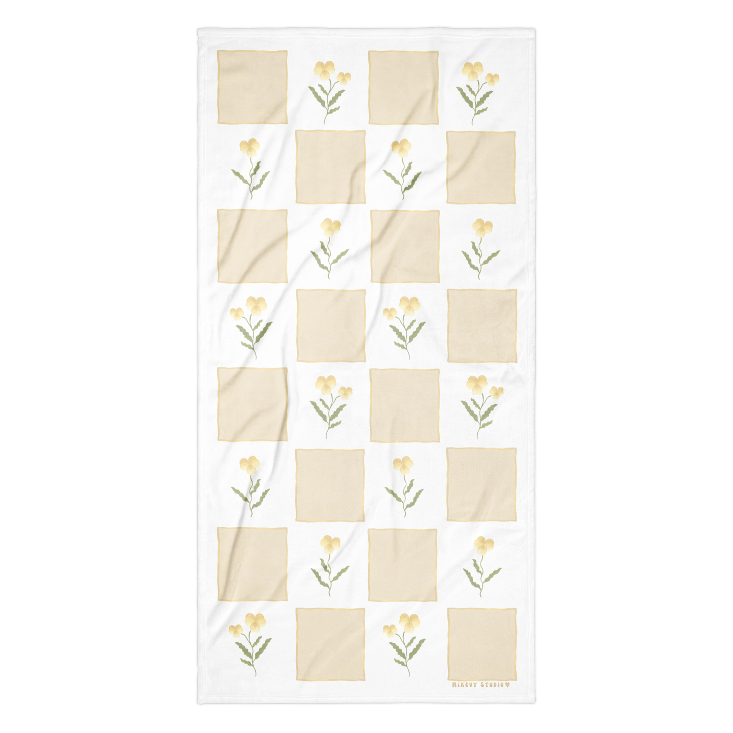Towel - Yellow Pansy Checkerboard No.1 Design