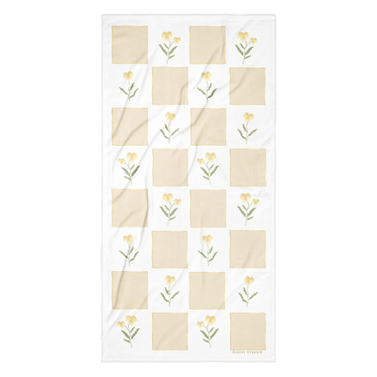 Towel - Yellow Pansy Checkerboard No.1 Design