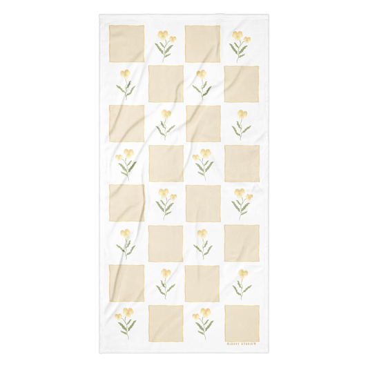 Towel - Yellow Pansy Checkerboard No.1 Design