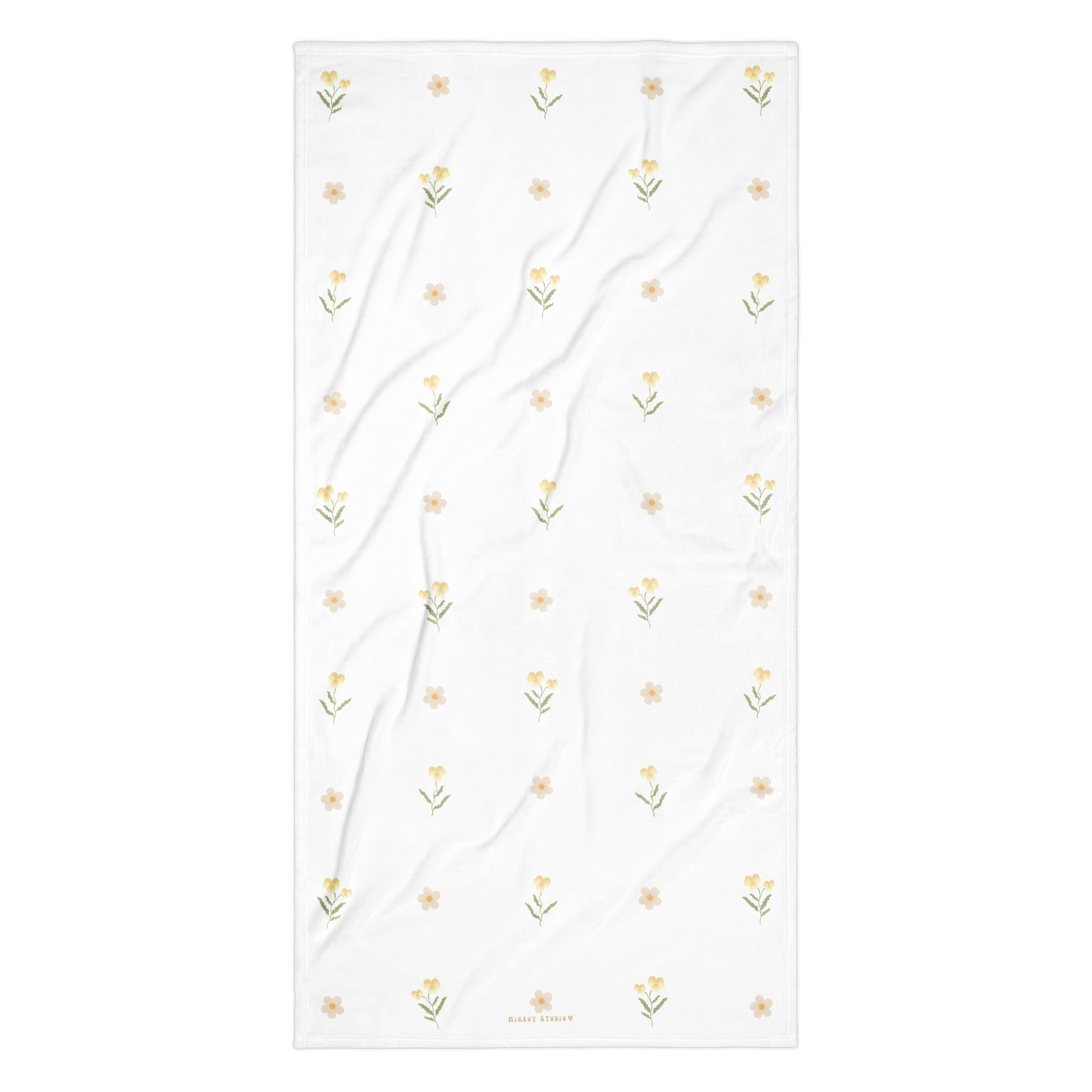 Towel - Yellow Pansy & White Flower Design
