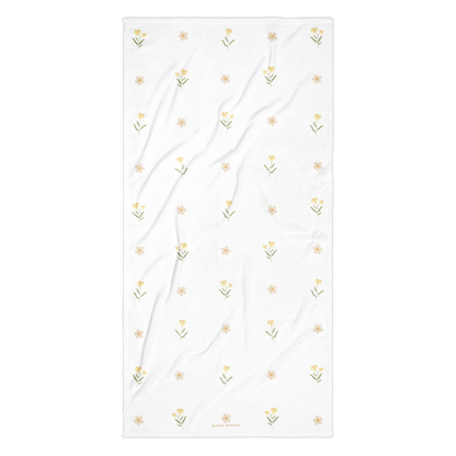 Towel - Yellow Pansy & White Flower Design