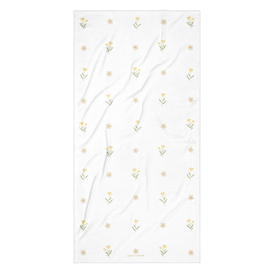 Towel - Yellow Pansy & White Flower Design