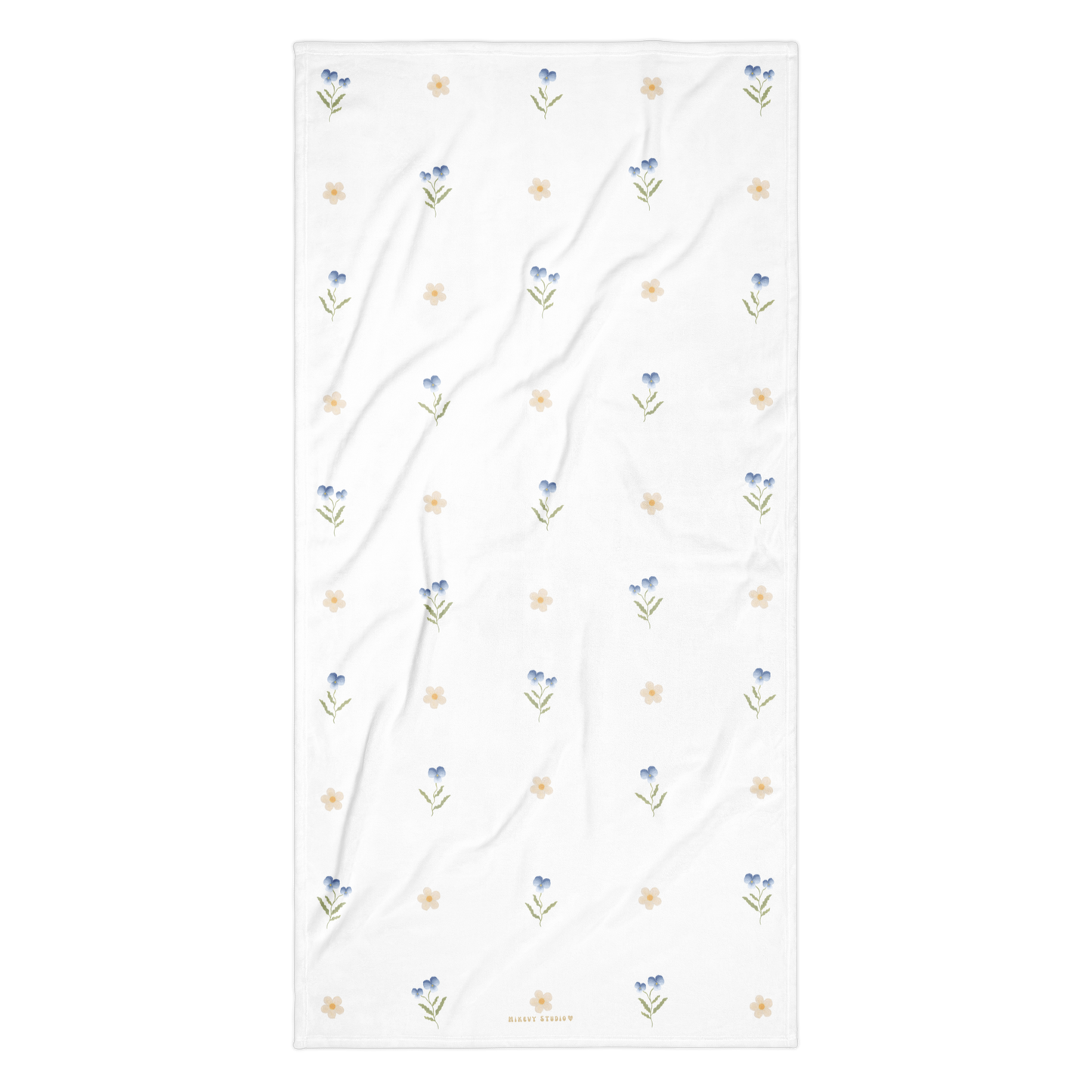 Towel - Blue Pansy & White Flower Design