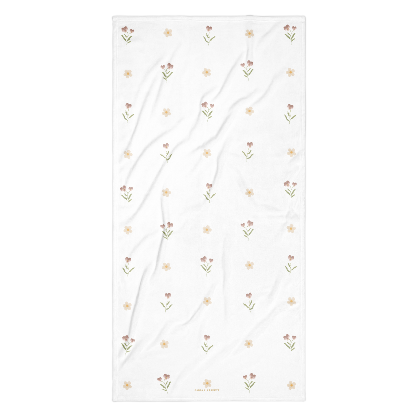 Towel - Pink Pansy & White Flower Design