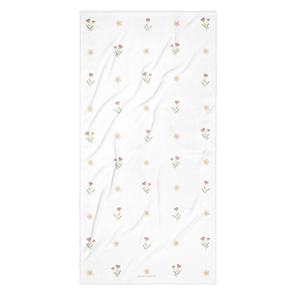Towel - Pink Pansy & White Flower Design
