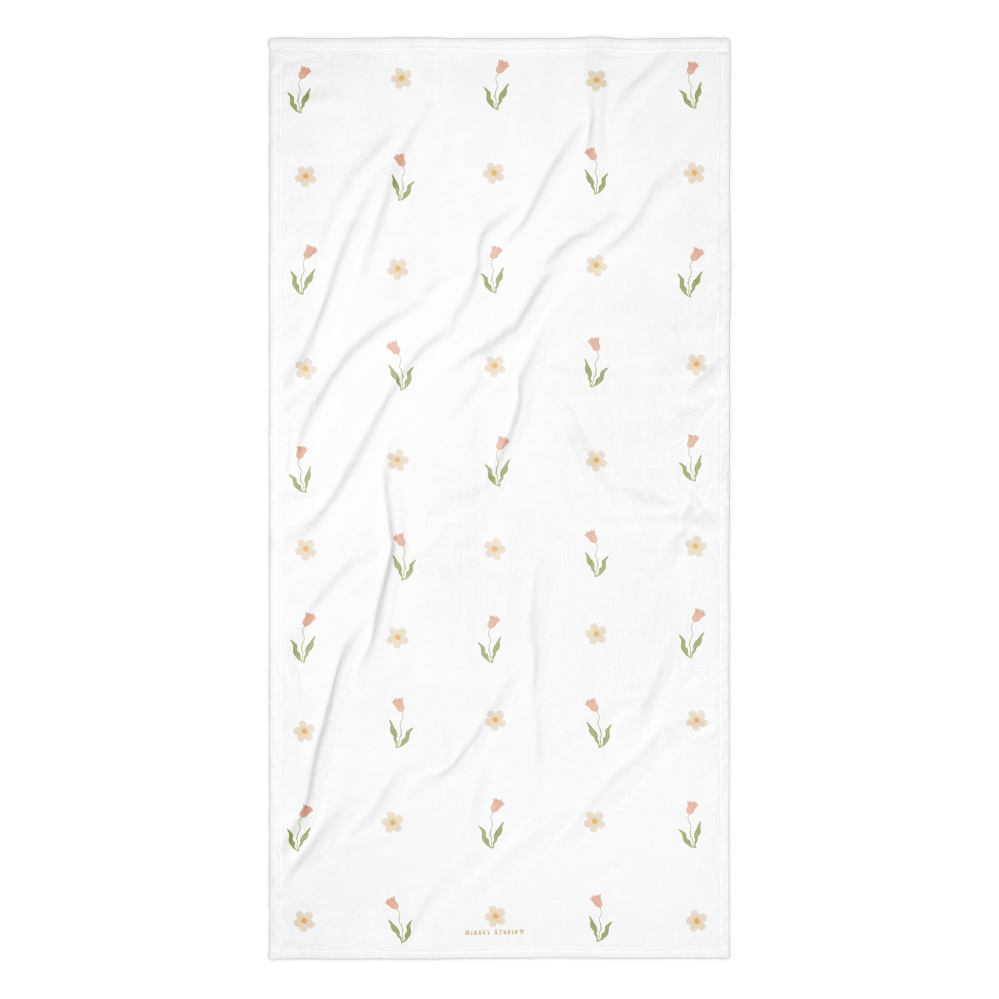 Towel - Pink Tulip & White Flower Design