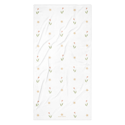 Towel - Pink Tulip & White Flower Design