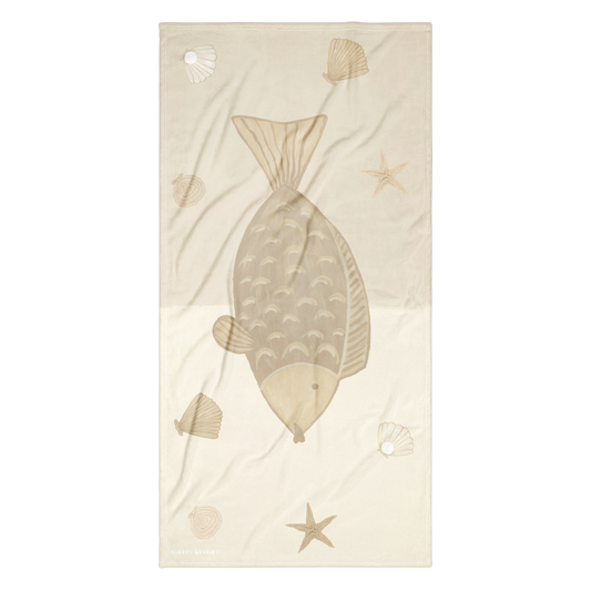 Towel - Beige Fish Ocean Design