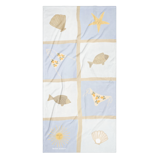 Towel - Blue Checkerboard Ocean Design