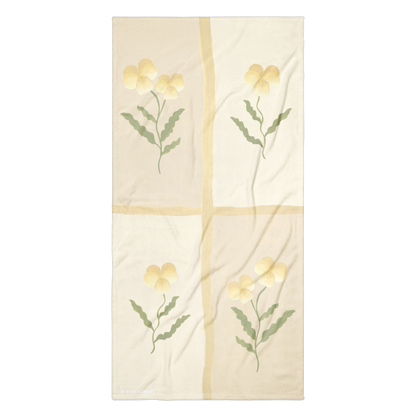 Towel - Yellow Pansy Checkerboard Design